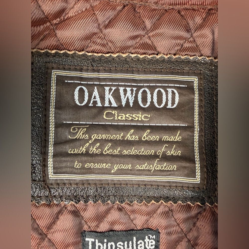 Oakwood Classic Men’s Genuine Leather Coat Brown Thinsulate Large – Vintage - Picture 15 of 16
